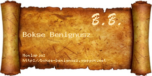 Bokse Benignusz névjegykártya